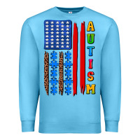 Ocean Blue autism american flag Premium Sweatshirt - AdoDesignShop