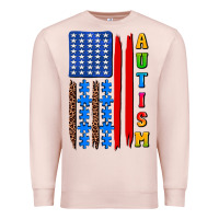 Pale Pink autism american flag Premium Sweatshirt - AdoDesignShop