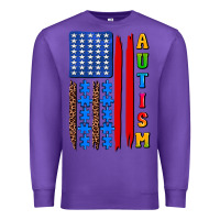 Purple autism american flag Premium Sweatshirt - AdoDesignShop