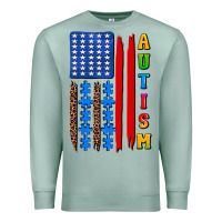 Seafoam autism american flag Premium Sweatshirt - AdoDesignShop
