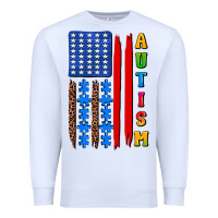 White autism american flag Premium Sweatshirt - AdoDesignShop