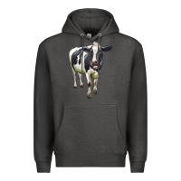 Charcoal Heather Holstein Bull Premium Hoodie - LillyAllenDesigns