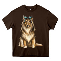 Chocolate Brown collie with bandanna Heavy Core Tee - texasbilliewilder