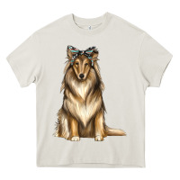 Cream collie with bandanna Heavy Core Tee - texasbilliewilder