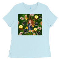 Baby Blue wizard girl with magic Ladies Tee - TumblerDesignByShophia