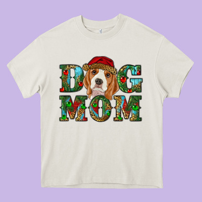 Christmas Beagle Dog Mom Heavy Core Tee Designed By Ranaportraitstore