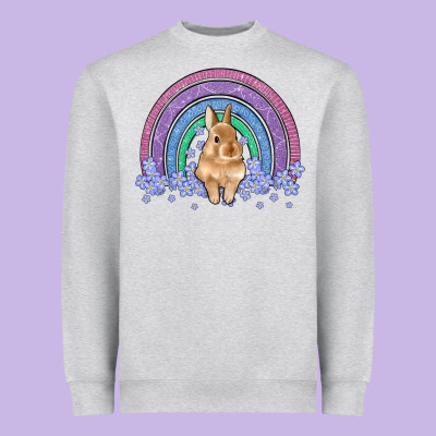 Bunny Rainbow Heavyweight Sweatshirt Designed By Artiststas