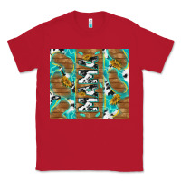 Red cowhide mama with rustic teal wood Classic Tee - TumblerDesignByShophia