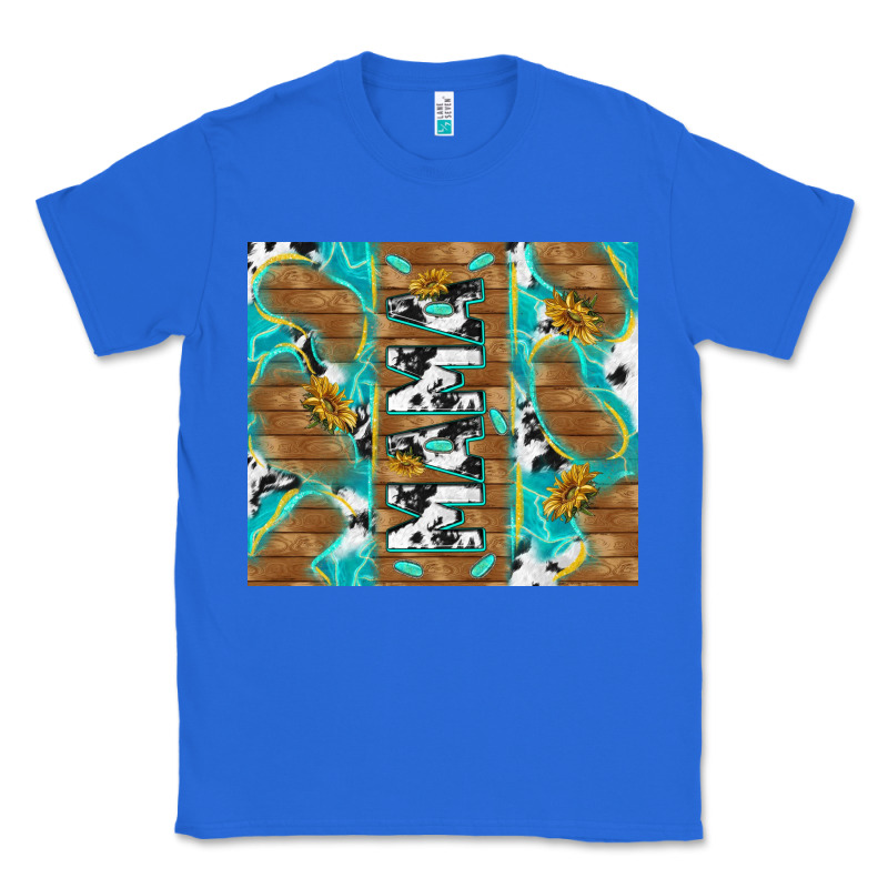 Cowhide Mama With Rustic Teal Wood Classic Tee by TumblerDesignByShophia | Teevron