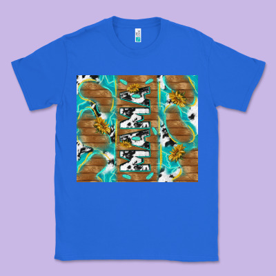Cowhide Mama With Rustic Teal Wood Classic Tee Designed By Tumblerdesignbyshophia