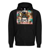 Black teacher messy bun tumbler Zipper Hoodie - BarkalooDesign