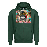 Sports Green teacher messy bun tumbler Zipper Hoodie - BarkalooDesign