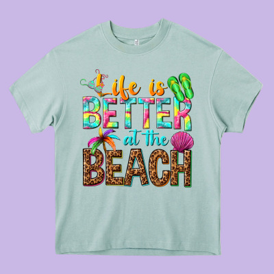Life Is Better At The Beach Heavy Core Tee Designed By Nancycooperartshop