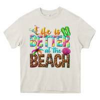Cream Life is better at the beach Heavy Core Tee - NancyCooperArtShop