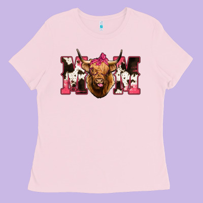 Western Highland Cow Mom Ladies Tee Designed By Howdyjamesfarm