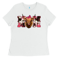 White Western Highland Cow mom Ladies Tee - HowdyJamesFarm