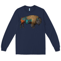 Navy leopard bison Long Sleeve Tee - RanaPortraitStore