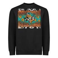 Black bull skull texas map sunflower leopard cowhide Heavyweight Sweatshirt - Artiststas