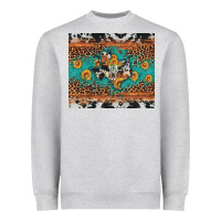 Heather Grey bull skull texas map sunflower leopard cowhide Heavyweight Sweatshirt - Artiststas