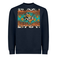 Navy bull skull texas map sunflower leopard cowhide Heavyweight Sweatshirt - Artiststas