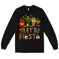 Black Let's Fiesta Mexico Coffee Cups With Cactus Long Sleeve Tee - FaDigitalArtStudio