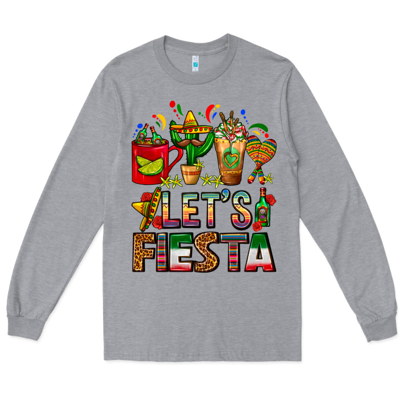 Let's Fiesta Mexico Coffee Cups With Cactus Long Sleeve Tee by FaDigitalArtStudio | Teevron