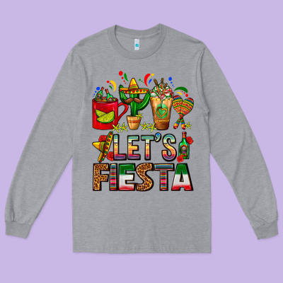 Let's Fiesta Mexico Coffee Cups With Cactus Long Sleeve Tee Designed By Fadigitalartstudio