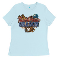 Baby Blue Touchdown season Baseball Ladies Tee - HowdyJamesFarm
