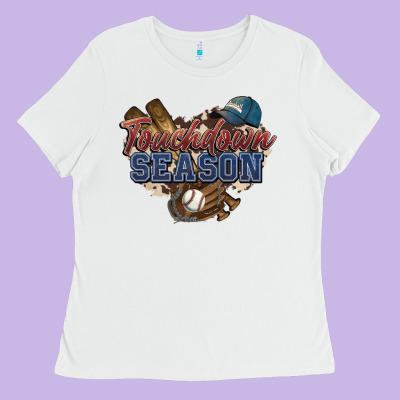 Touchdown Season Baseball Ladies Tee Designed By Howdyjamesfarm