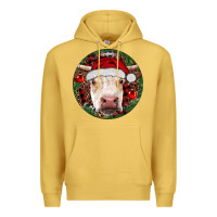 Antique Gold Hereford Cow Christmas Premium Hoodie - RanaPortraitStore