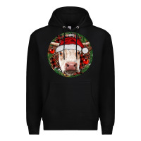 Black Hereford Cow Christmas Premium Hoodie - RanaPortraitStore