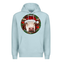 Blue Mist Hereford Cow Christmas Premium Hoodie - RanaPortraitStore