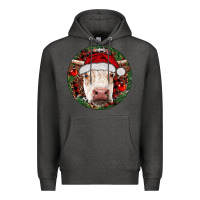 Charcoal Heather Hereford Cow Christmas Premium Hoodie - RanaPortraitStore