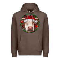 Coffee Hereford Cow Christmas Premium Hoodie - RanaPortraitStore