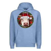 Colony Blue Hereford Cow Christmas Premium Hoodie - RanaPortraitStore