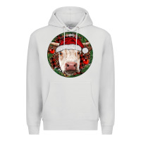 Dove Grey Hereford Cow Christmas Premium Hoodie - RanaPortraitStore
