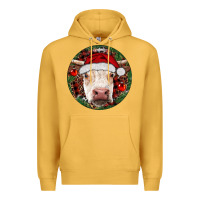 Mustard Hereford Cow Christmas Premium Hoodie - RanaPortraitStore