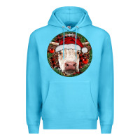 Ocean Blue Hereford Cow Christmas Premium Hoodie - RanaPortraitStore