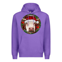 Purple Hereford Cow Christmas Premium Hoodie - RanaPortraitStore