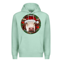 Seafoam Hereford Cow Christmas Premium Hoodie - RanaPortraitStore