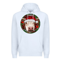 White Hereford Cow Christmas Premium Hoodie - RanaPortraitStore