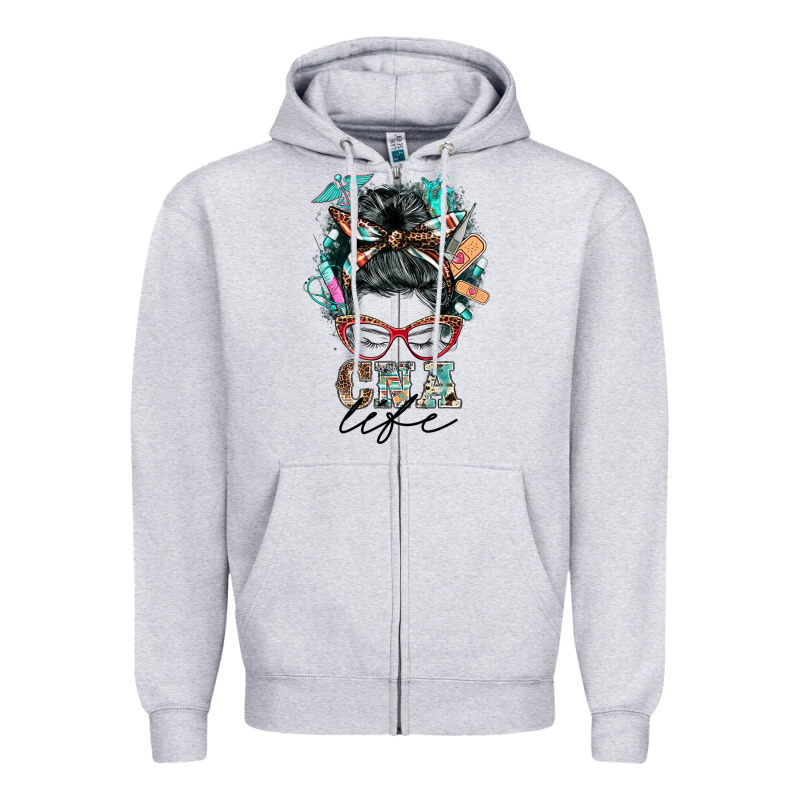 Nurse Cna Life Messy Bun Zipper Hoodie by BarkalooDesign | Teevron