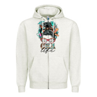 Oatmeal Heather nurse cna life messy bun Zipper Hoodie - BarkalooDesign