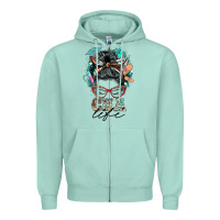 Seafoam nurse cna life messy bun Zipper Hoodie - BarkalooDesign