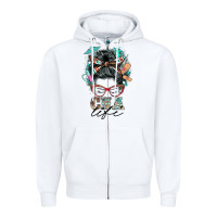 White nurse cna life messy bun Zipper Hoodie - BarkalooDesign