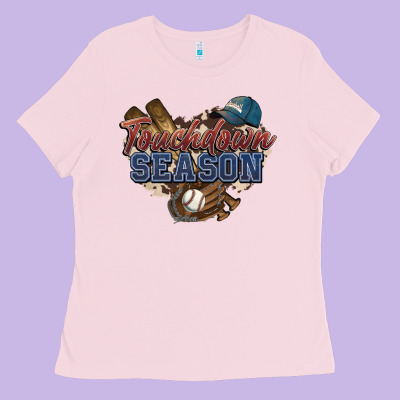 Touchdown Season Baseball Ladies Tee Designed By Howdyjamesfarm