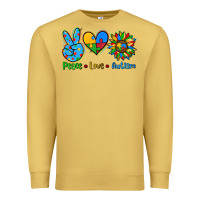 Antique Gold peace love autism Premium Sweatshirt - AdoDesignShop