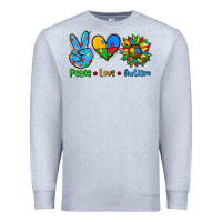 Heather Grey peace love autism Premium Sweatshirt - AdoDesignShop