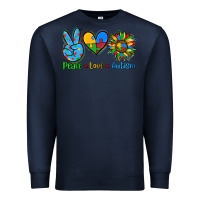 Navy peace love autism Premium Sweatshirt - AdoDesignShop
