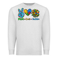 Oatmeal Heather peace love autism Premium Sweatshirt - AdoDesignShop